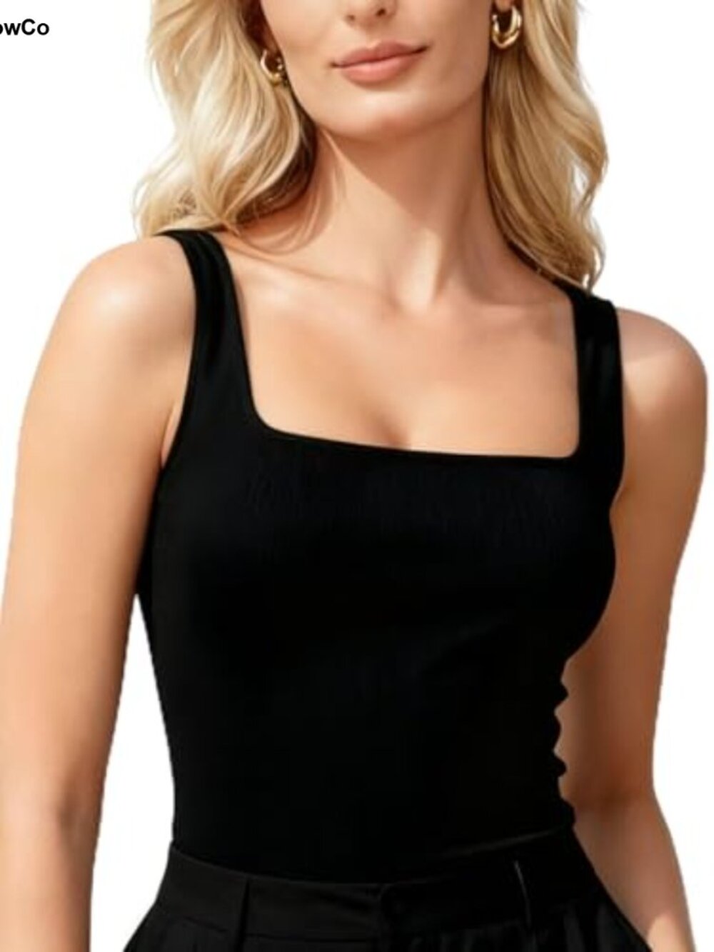 Sunzel Women's Seamless Square Neck Double Lined Fitted Tank Top